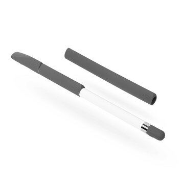 Silicone Antislip Grip geschikt voor Apple Pencil 4 delige extra Bescherming - Grijs Silicone Antislip Grip geschikt voor Apple Pencil 4 delige extra Bescherming - Grijs
