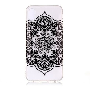 Transparant Lotusbloem Hoesje TPU geschikt voor iPhone XR - Zwart Transparant Lotusbloem Hoesje TPU geschikt voor iPhone XR - Zwart