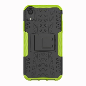 Shockproof Autoband hoesje TPU geschikt voor iPhone XR Case met Standaard - Groen Shockproof Autoband hoesje TPU geschikt voor iPhone XR Case met Standaard - Groen