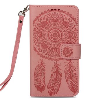 Dromenvanger Lederen geschikt voor iPhone XS Max wallet Bookcase hoesje - Roze Dromenvanger Lederen geschikt voor iPhone XS Max wallet Bookcase hoesje - Roze