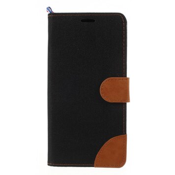 Lederen Fabric geschikt voor iPhone XS Max Bookcase hoesje Standaard - Bruin Zwart Lederen Fabric geschikt voor iPhone XS Max Bookcase hoesje Standaard - Bruin Zwart