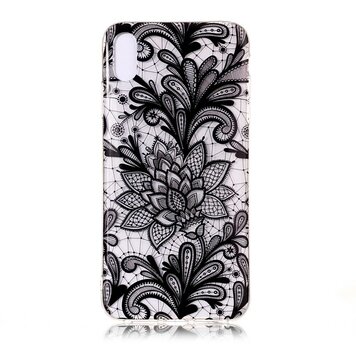 Doorzichtig Henna Bloemen geschikt voor iPhone XS Max TPU hoesje - Zwart Doorzichtig Henna Bloemen geschikt voor iPhone XS Max TPU hoesje - Zwart