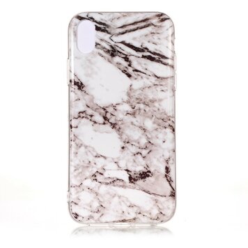 Marmer TPU Hoesje geschikt voor iPhone XS Max Case - Wit Marmer TPU Hoesje geschikt voor iPhone XS Max Case - Wit