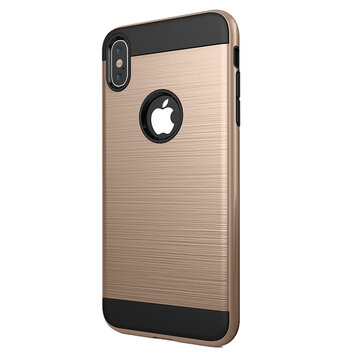 Beschermend Brushed hoesje geschikt voor iPhone XS Max Case - Goud Beschermend Brushed hoesje geschikt voor iPhone XS Max Case - Goud