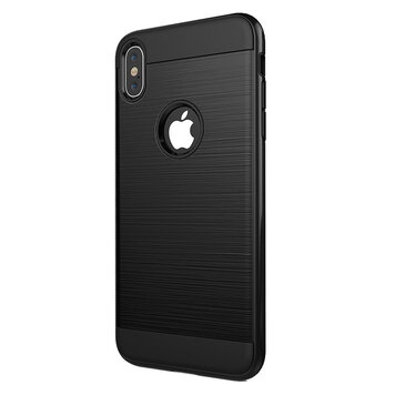 Beschermend Brushed hoesje geschikt voor iPhone XS Max Case - Zwart Beschermend Brushed hoesje geschikt voor iPhone XS Max Case - Zwart