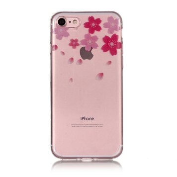 Flexibele Doorzichtige Bloemen Case geschikt voor iPhone 7 8 SE 2020 SE 2022 - Roze Flexibele Doorzichtige Bloemen Case geschikt voor iPhone 7 8 SE 2020 SE 2022 - Roze