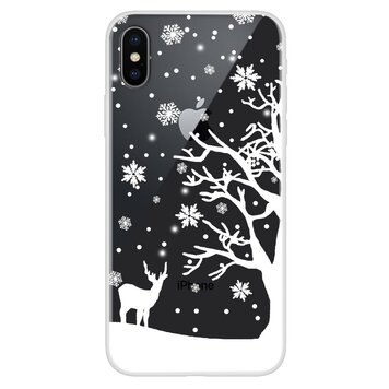 Kerst flexibel sneeuw hoesje winter case christmas geschikt voor iPhone X XS - Transparant Kerst flexibel sneeuw hoesje winter case christmas geschikt voor iPhone X XS - Transparant