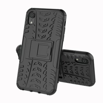 Hybride standaard case shockproof hoesje geschikt voor iPhone X XS - Zwart Hybride standaard case shockproof hoesje geschikt voor iPhone X XS - Zwart