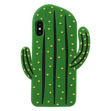 Cactus Silicone Hoesje geschikt voor iPhone XS Max cover - Groen case Cactus Silicone Hoesje geschikt voor iPhone XS Max cover - Groen case