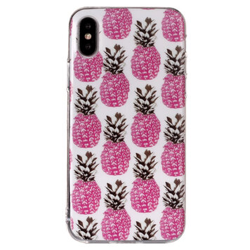Roze ananassen TPU hoesje geschikt voor iPhone X XS cover - Wit Case Roze ananassen TPU hoesje geschikt voor iPhone X XS cover - Wit Case