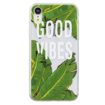 Bananen Bladeren geschikt voor iPhone XR TPU hoesje - Doorzichtig Groen Bananen Bladeren geschikt voor iPhone XR TPU hoesje - Doorzichtig Groen