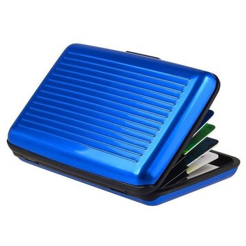 Aluminium Pasjeshouder Wallet RFID block - 6 Compartimenten Blauw Aluminium Pasjeshouder Wallet RFID block - 6 Compartimenten Blauw