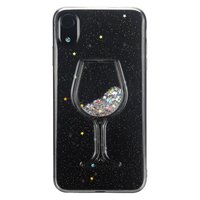 Glitter Wijnglas Transparant Hoesje iPhone XR - Glitter