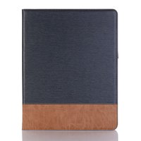 Fabric Ribbel Textuur Lederen iPad Pro 12.9-inch 2018 Case Hoes Wallet Portemonnee - Blauw Bruin