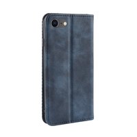 Vintage Blauw Leren Hoesje iPhone 7 8 SE 2020 SE 2022 - Blauw