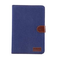 Jeans spijkerstof flipcase leder klaphoes iPad mini 4 5 - Donkerblauw Bruin