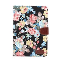 Bloemen rozen kleurrijk leren klaphoes standaard iPad mini 4 5 - Zwart
