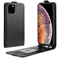 Verticale Flip kunstleer wallet hoesje iPhone 11 Pro Max case - Zwart