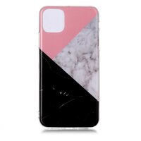 Marmer Patroon Natuursteen Roze Wit Zwart Hoesje Case iPhone 11 Pro Max
