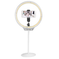 Zomei Selfielamp dimbaar 3 kleuren licht smartphone standaard vlogger - Wit