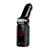 Draadloze Bluetooth 2.0 Handsfree Sigarettenplug Autolader Dual USB FM Transmitter Carkit - Zwart