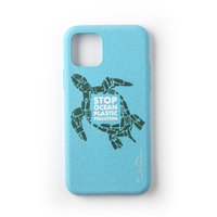 Wilma Stop Plastic Case Biologisch Afbreekbaar Beschermend Hoesje Schildpad iPhone 11 Pro - Lichtblauw