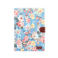 Wallet Portemonnee Hoes Case Flowerprint Bloemenstofpatroon Kunstleer voor iPad 10.2 inch - Blauw