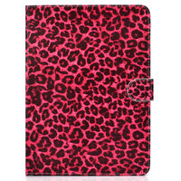 Hoes Case Wallet Portemonnee Rode Luipaardprint voor iPad 10.2 inch, iPad Pro 10.5 en iPad Air 3 10.5 inch - Zwart Rood Roze