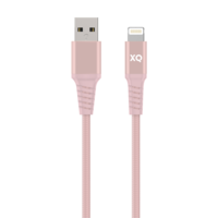 Xqisit Extra Sterk Gewoven Lightning naar USB-A kabel - Rosé Goud 200 cm Synchroniseren Opladen
