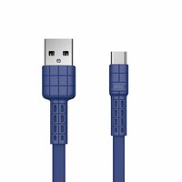 Remax Armor platte USB-A naar USB-C kabel oplader fast charging oplaadkabel - Blauw