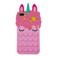 Unicorn Pop Fidget Bubble siliconen eenhoorn hoesje voor iPhone 7 Plus en iPhone 8 Plus - roze