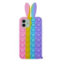 Bunny Pop Fidget Bubble siliconen hoesje voor iPhone 11 - roze, geel, blauw en paars