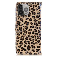 Wallet Bookcase kunstleer luipaardprint hoesje voor iPhone 13 Pro Max - bruin