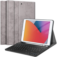 Just in Case Vintage Bluetooth Keyboard QWERTZ kunstleer hoes iPad 10.2 (2019 2020 2021) - grijs