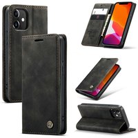 Caseme Slim Retro Wallet kunstleer hoesje voor iPhone 12 mini - zwart