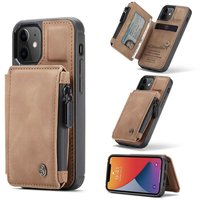 Caseme Back Cover Wallet kunstleer hoes voor iPhone 12 mini - bruin
