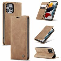 Caseme Slim Retro Wallet kunstleer hoes voor iPhone 13 Pro Max - bruin