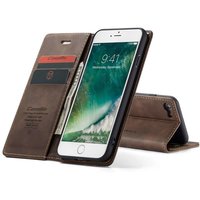 Caseme Slim Retro Wallet kunstleer hoesje voor iPhone 7, iPhone 8 en iPhone SE 2020 SE 2022 - bruin