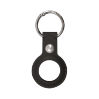 Xqisit Faux Leather Keyring kunstleer hoesje voor Apple AirTag - zwart
