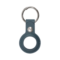 Xqisit Faux Leather Keyring kunstleer hoesje voor Apple AirTag - blauw