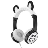 Planet Buddies panda koptelefoon kinderen opvouwbaar hoofdtelefoon headphonejack aux - Zwart Wit