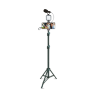 Xqisit tripod 1.6 meter statief filmlamp microfoon opnemen accessoires social media pakket - Zwart
