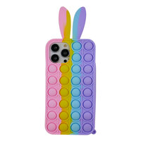 Bunny Pop Fidget Bubble siliconen hoesje voor iPhone 13 Pro - roze, geel, blauw en paars