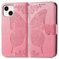 Vlinder Wallet kunstleer hoesje voor iPhone 14 - roze