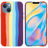 Regenboog siliconen hoesje voor iPhone 14 - kleurrijk