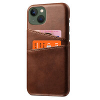 Duo Cardslot Wallet kunstleer hoesje voor iPhone 14 - bruin