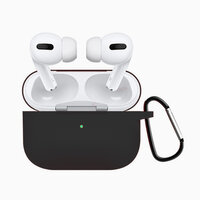 Shockproof Protection siliconen hoesje met haak voor AirPods Pro 1 & 2 - zwart