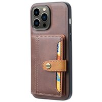 Card Wallet kunstleer hoesje voor iPhone 14 Pro - bruin
