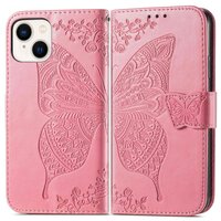 Vlinder Wallet kunstleer hoesje voor iPhone 14 Plus - roze