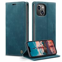 Caseme Retro Wallet Case hoesje voor iPhone 14 - blauw